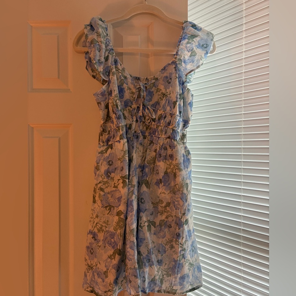 Hollister Blue and White Floral Dress